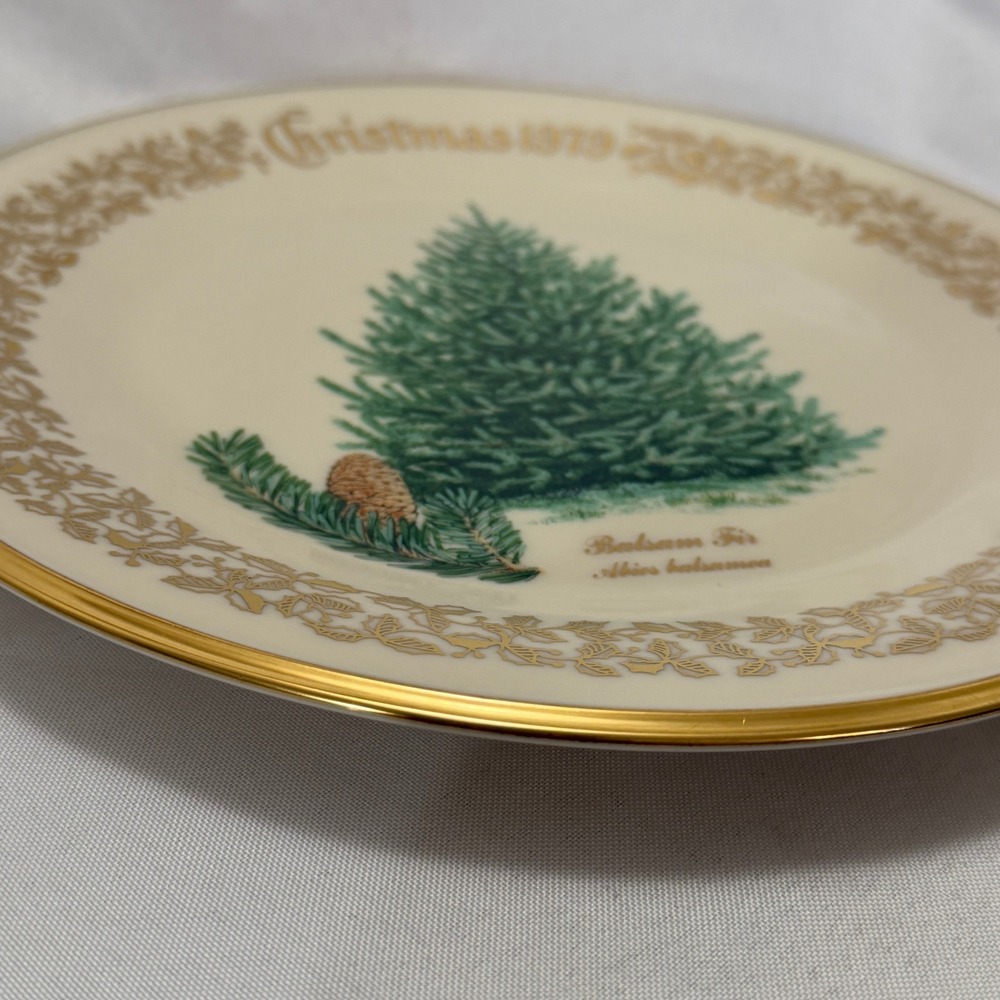 Lenox 1979 Christmas Plate Balsam Fir Gold Trim 10.75" Holiday Wall Decor VTG - Picture 5 of 8